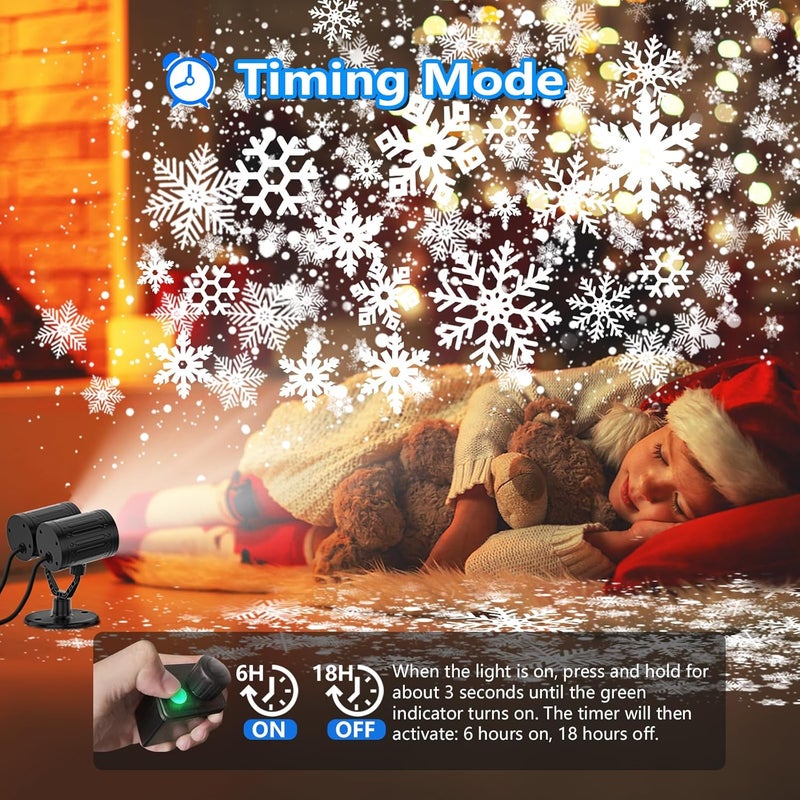 Kitloo 2025 Upgraded Double Head Christmas Snowflake Projector Lights Outdoor, Timing Mode, IP65 Waterproof, 360°Roating LED Christmas Lights, for Xmas Holiday Party Christmas Decoration, Indoor, Houses - Image 2